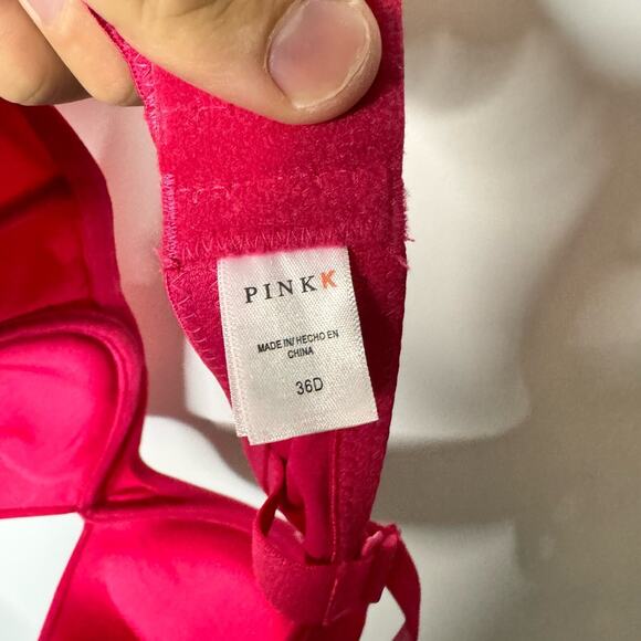 Pink K Women's Size 36D Bra Red Underwire Convertible Straps Push Up NWOT - Picture 6 of 7